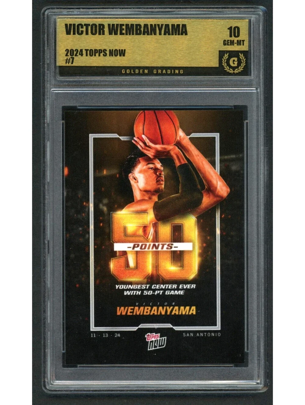 2024-25 Topps Now #7 Victor Wembanyama Spurs 50 Pts. Game Gem Mint 10